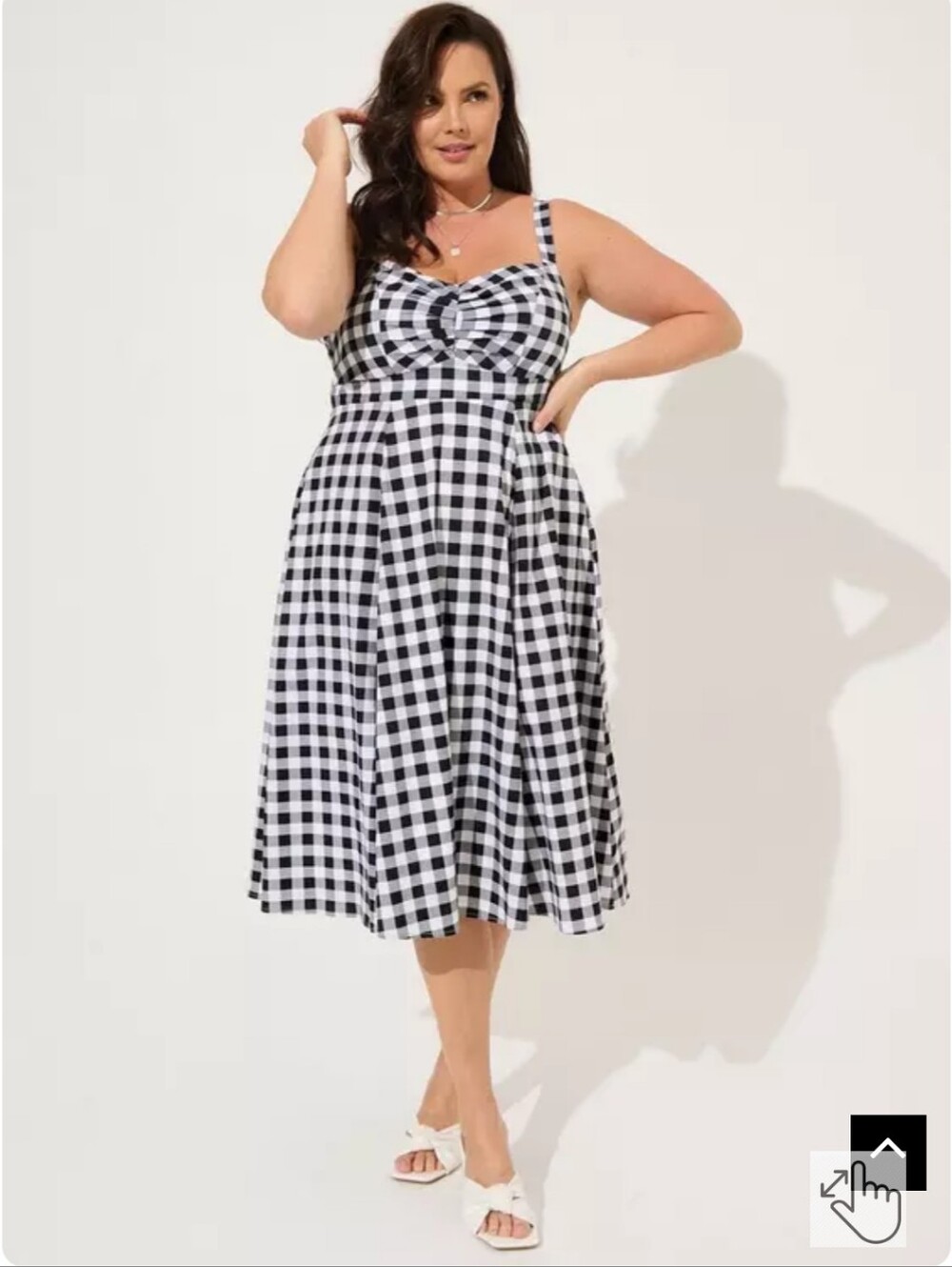Sweetheart Gingham Midi Dress in Black & White